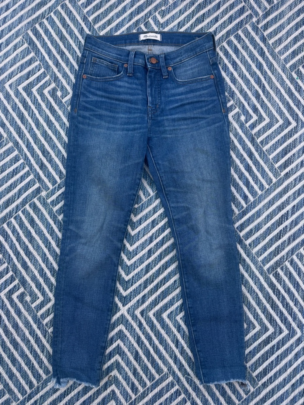 Madewell High Rise Skinny Jeans in Washed Blue Denim